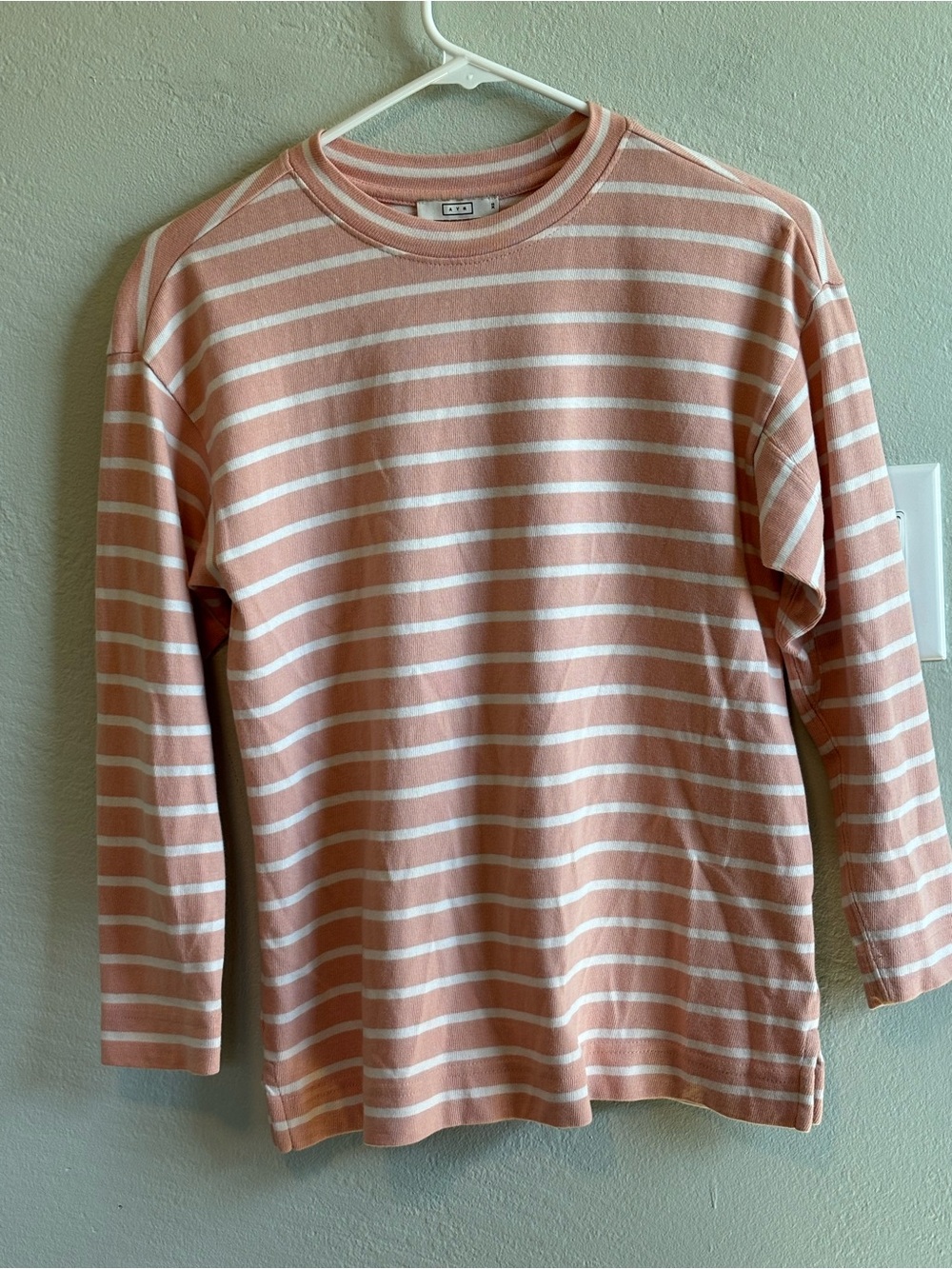 AYR Peachy Pink and White Striped Long-Sleeve Tee XS